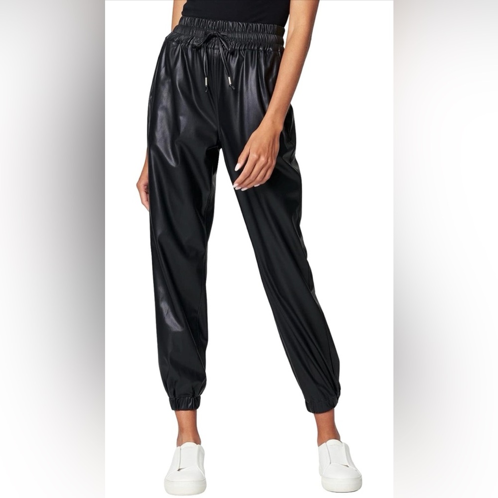 Blank NYC black faux Leather pants joggers Medium, Women’s